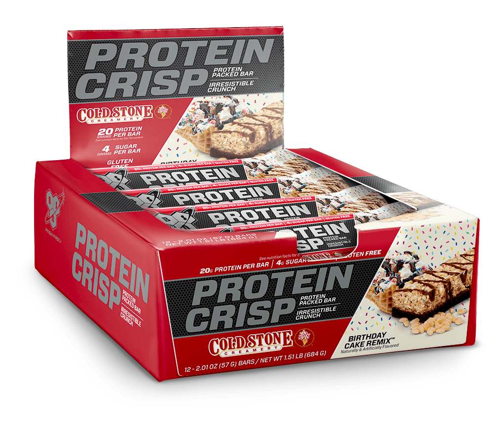 BSN Protein Crisp Protein Bar, Birthday Cake Remix, 20g Protein, 12 Ct