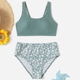 thumbnail image 4 of 8-14T Girl's Swimwear Beach Sport All Over 2 Piece Bikini Preppy Swimsuit Bathing Suits, 4 of 7