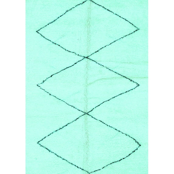 Ahgly Company Machine Washable Indoor Rectangle Solid Turquoise Blue Modern Area Rugs, 3' x 5'