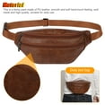thumbnail image 5 of Leather Waist Bag Fanny Pack, Leather Fanny Pack for Men and Women, Multifunction Waterproof Leather Hip Belt Bag Travel Pouch, Black/ Brown, 5 of 8