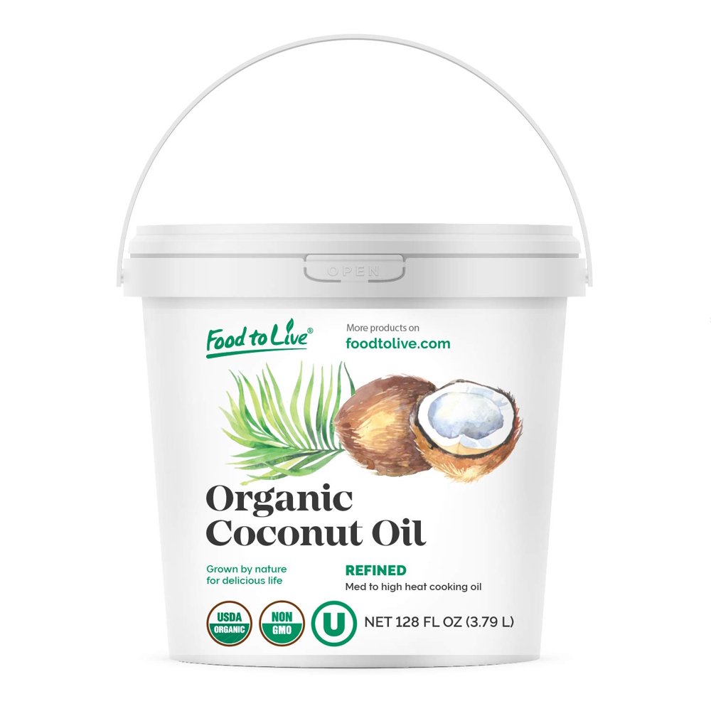 Organic Refined Coconut Oil, 128 fl oz — NonGMO, Kosher, Vegan, Bulk