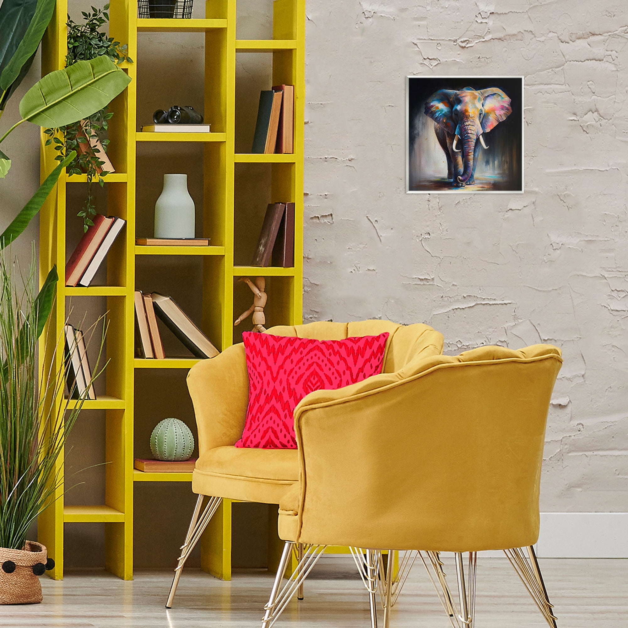 Stupell Industries Stepping Elephant in Shadow Animals & Insects Painting Unframed Art Print Wall Art, 12 x 12