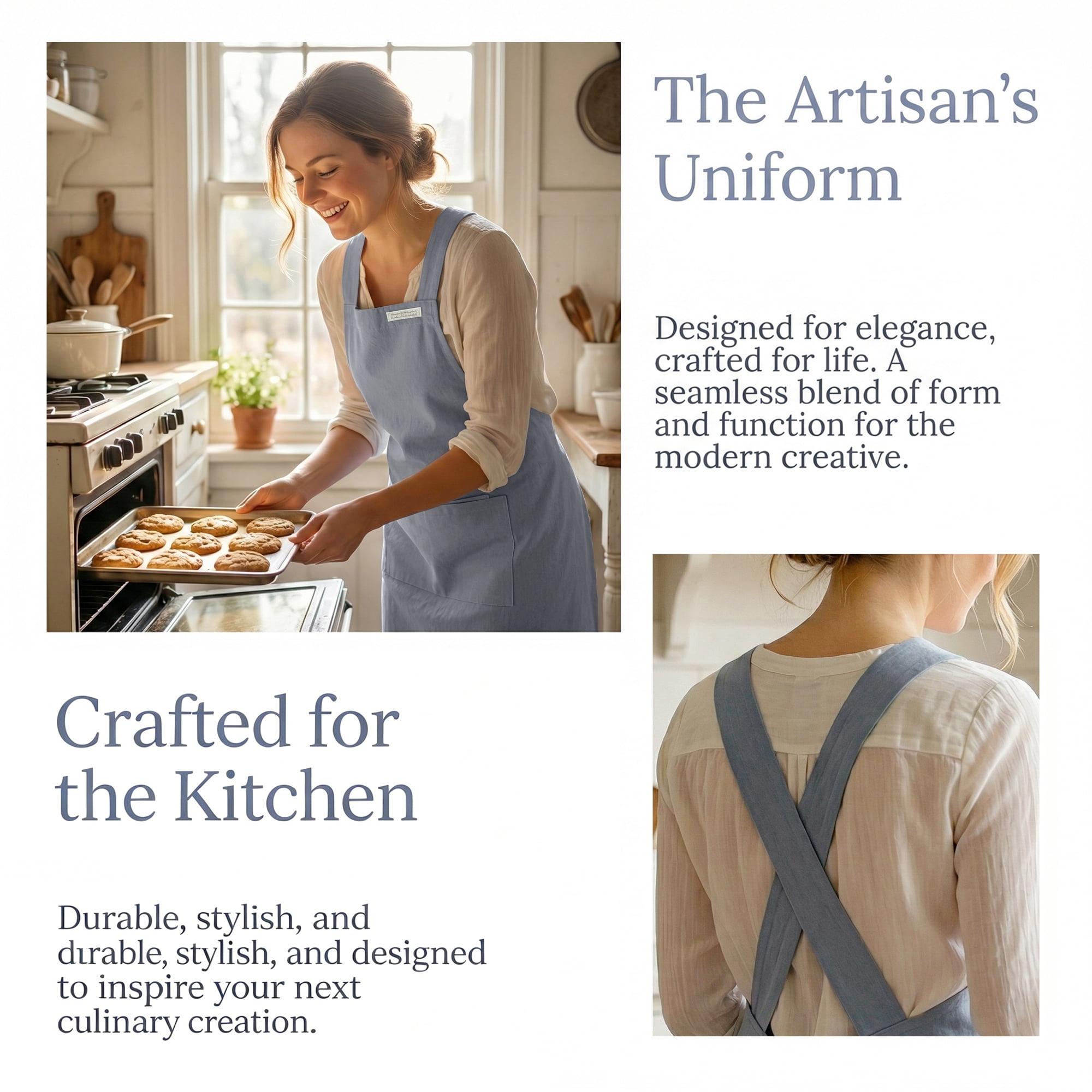 Unique Bargains Women with Pockets Kitchen Apron Cotton Cooking Apron 31.4x41.3in Gray