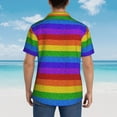 thumbnail image 6 of Daiia Colorful Glitter Rainbow Hawaiian Shirt for Men Gentle Cotton Regular Short Sleeve Casual-Large, 6 of 9