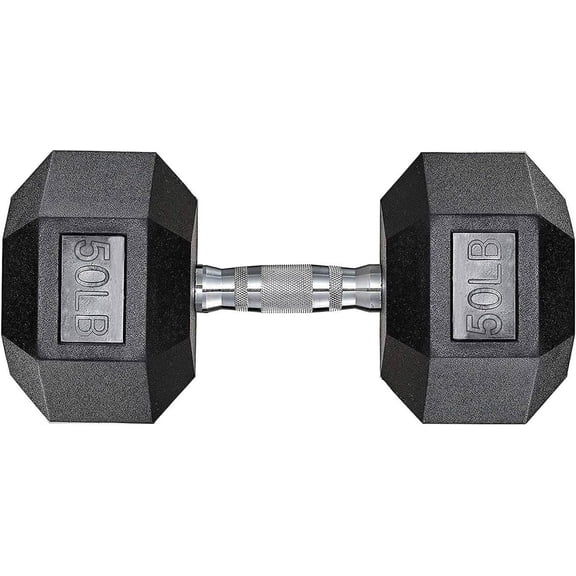 LIFERUN Dumbbells Rubber Coated Cast Iron Hex Black Dumbbell Free Weights Dumbbell, 30-85lb Dumbbell Single