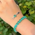 thumbnail image 4 of CZ Oval Tennis Chain Link Bracelet Silver Plated Green Cubic Zirconia for Women, 4 of 9