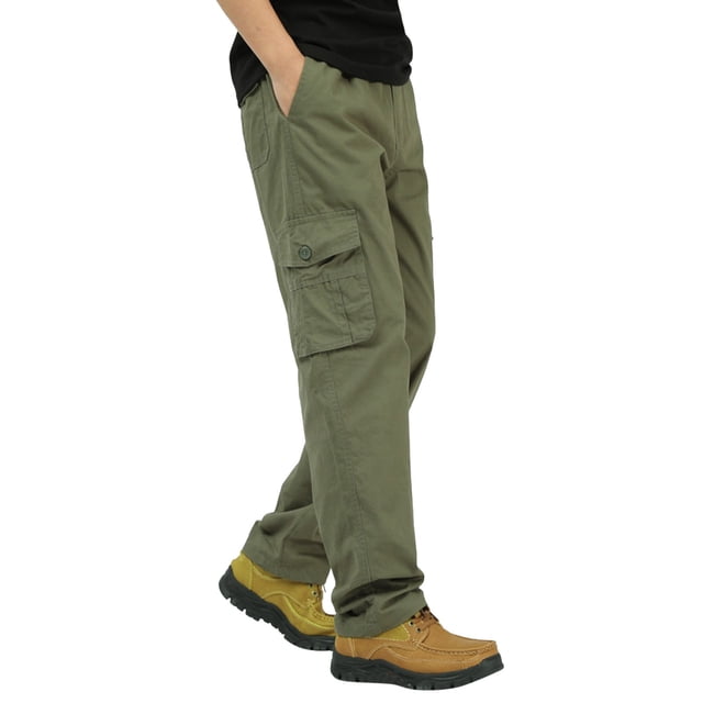 SHIXIAOO Mens Solid Color Summer Casual All Pants Fashionable Woven Long Cargo Pants with Pockets