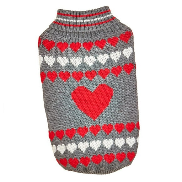 Suéteres para perros del día de San Valentín, suéteres para perros con forma de corazón, prendas de punto para mascotas, disfraz para perros y gatos Gris L