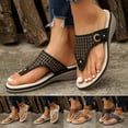 thumbnail image 4 of Womens Orthopedic Flip Flop Wedge Slides Sandals with Arch Support Comfortable Leather Walking Slip on Shoes, 4 of 5