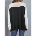 thumbnail image 5 of Women'S Oversized Colorblock Sweater - Crew Neck Rib-Knit Drop Shoulder Long Sleeve Pullover Top, 5 of 7