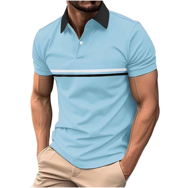Fankiway Cardigan à Boutons pour Homme à Manches Courtes, Col à Revers, Chemise de Sport à Empiècements, Chemise de Base, Chemises pour Hommes à Manches Courtes, Chemise Décontractée à Col à Revers