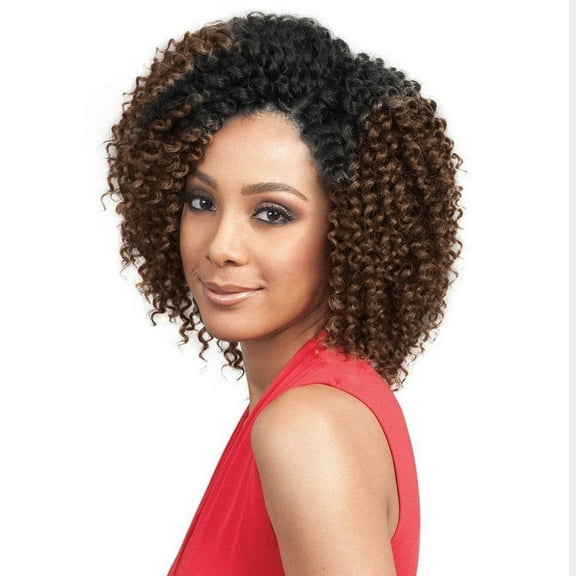 BECUS 8 Inch Curly Crochet Hair for Women Beach Curl Crochet Hair Black Mixed Brown Hair Extensions 3 Pack for Daily Use