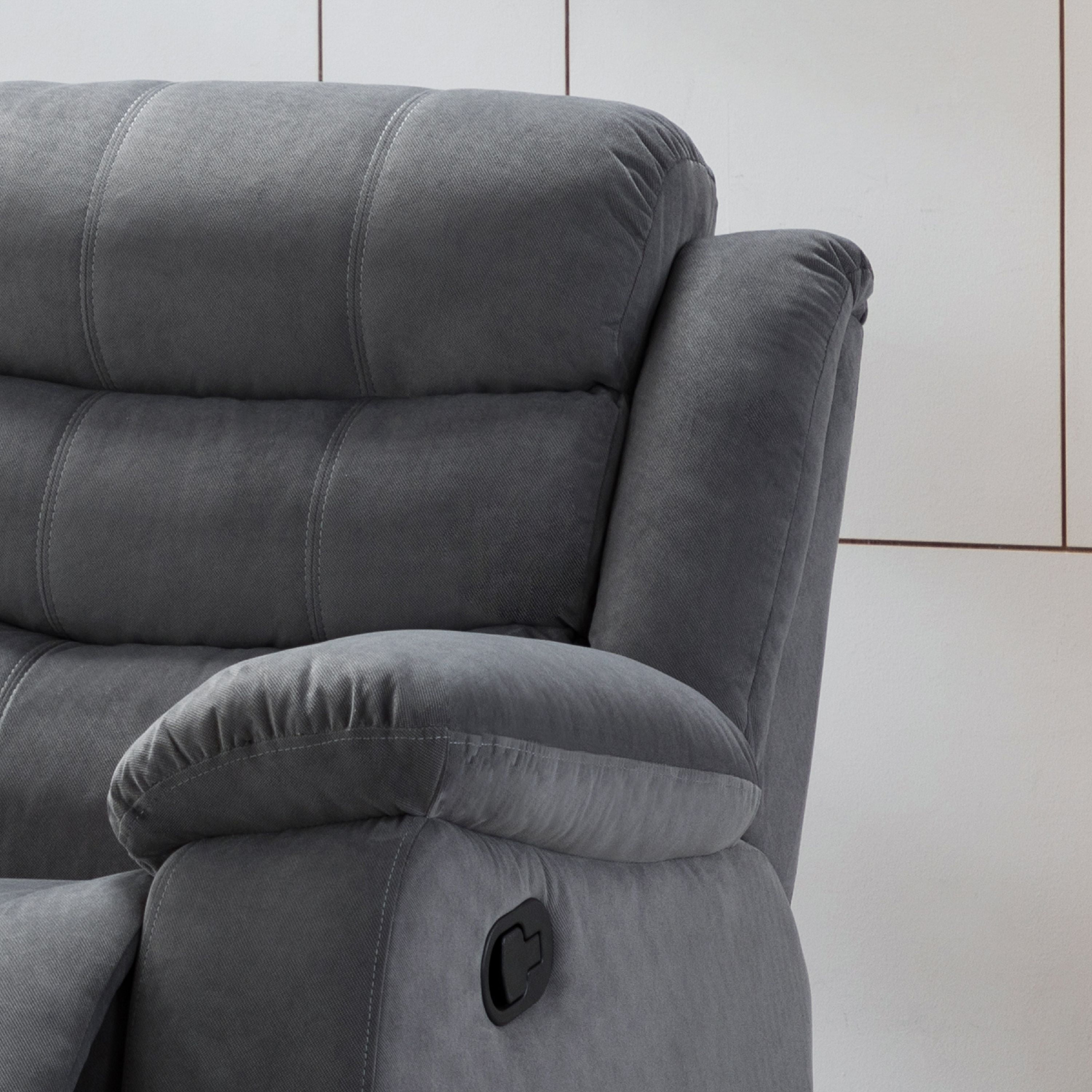 AC Pacific Jim Contemporary Polyester Fabric Reclining Loveseat with Lumbar Massager