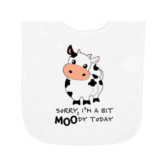 Inktastic Sorry, I'm a Bit Moody Today Cute Cow Pun Baby Terry Cloth Bib