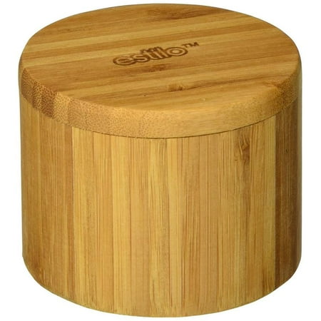 Estilo 100% Natural Bamboo Single Round Salt Or Spice Box With Lid