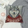 thumbnail image 2 of Husky Throw Pillow Cushion Case  Hand-Drawn Hipster Husky Dog Wearing a Jacquard Sweater on Grungy Background Print, Modern Accent Double-Sided Digital Printing,, Multicolor, 2 of 5