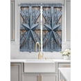 thumbnail image 2 of Texas Star Vintage Bathroom Window Curtain, Navy Blue Berry Wooden Retro Light Filtering Coffee Kitchen Curtains, Bedroom Living Room Curtains 2 Panel 84"x63", 2 of 6