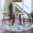 thumbnail image 3 of Round Rugs 7Ft, Easter Bunny Eggs Round Area Rug Washable Indoor Throw Carpet, Spring Leaves Daisy Flowers Blue Plaid Large Non Slip Circle Rug for Dining Room Playroom Home Decor Aesthetic, 3 of 8