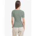 thumbnail image 3 of Women's Slim Fit Ribbed Knit Tee - Short Sleeve Scoop Neck Casual Summer T-Shirt, 3 of 4