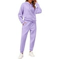 thumbnail image 6 of Huankd Sweat Set for Women, Sweatsuits Women 2 Piece Outfit, Fleece Matching Sets Light Purple 2XL, 6 of 6