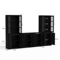 thumbnail image 3 of RichYa Kitchen Pantry Cabinet Set of 4,94" W Buffet Sideboard Coffee Bar with Glass Door Hutch,Modular Storage Cabinets with Display Shelves for Dining Room,Black(BFFB), 3 of 10