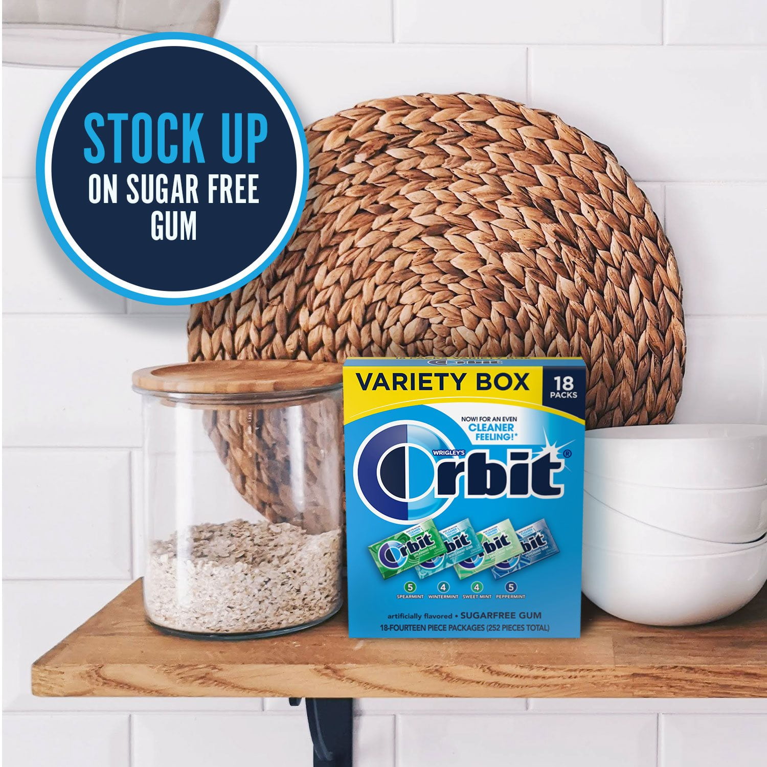 Orbit Sugar-Free Gum Mint Variety Pack, 14 Piece Packs, 18 Ct