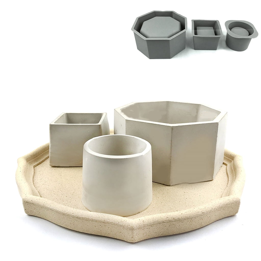 WINDLAND Handmade Succulent Planter Flowerpot Silicone Mold Concrete Plant Flower Pot Epoxy Resin Mold DIY Candle Holder Mould