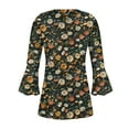thumbnail image 5 of CYMMPU Floral Printed Button V Neck Flare Sleeve Blouses for Women Dressy Casual Fall Fashion Shirts Spring Tops 3/4 Sleeve Loose Fit T-Shirts Empire Waist A Line T-Shirts M, 5 of 5