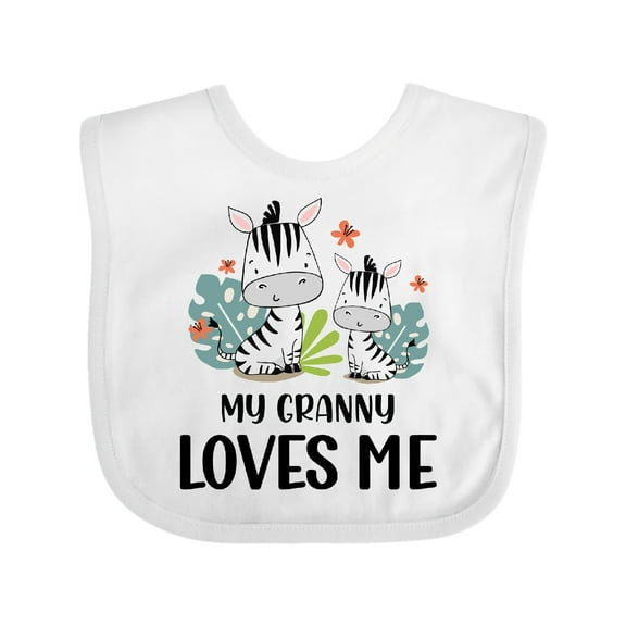 Inktastic Zebra My Granny Loves Me Boys or Girls Baby Bib