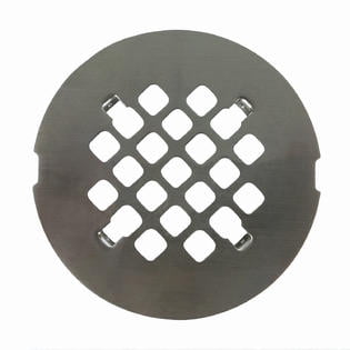 Satin Nickel Round Shower Drain Grate 4 1/4' Replacement Cover - No Tools Required