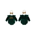thumbnail image 2 of Cjfdfy Newborn Baby Girl Christmas Outfit Letter Print Crew Neck Long Sleeve Romper and Sequined Bow Headband 2 Pcs Set Infant Girl Merry Christmas Velvet Romper 0-18M, 2 of 9