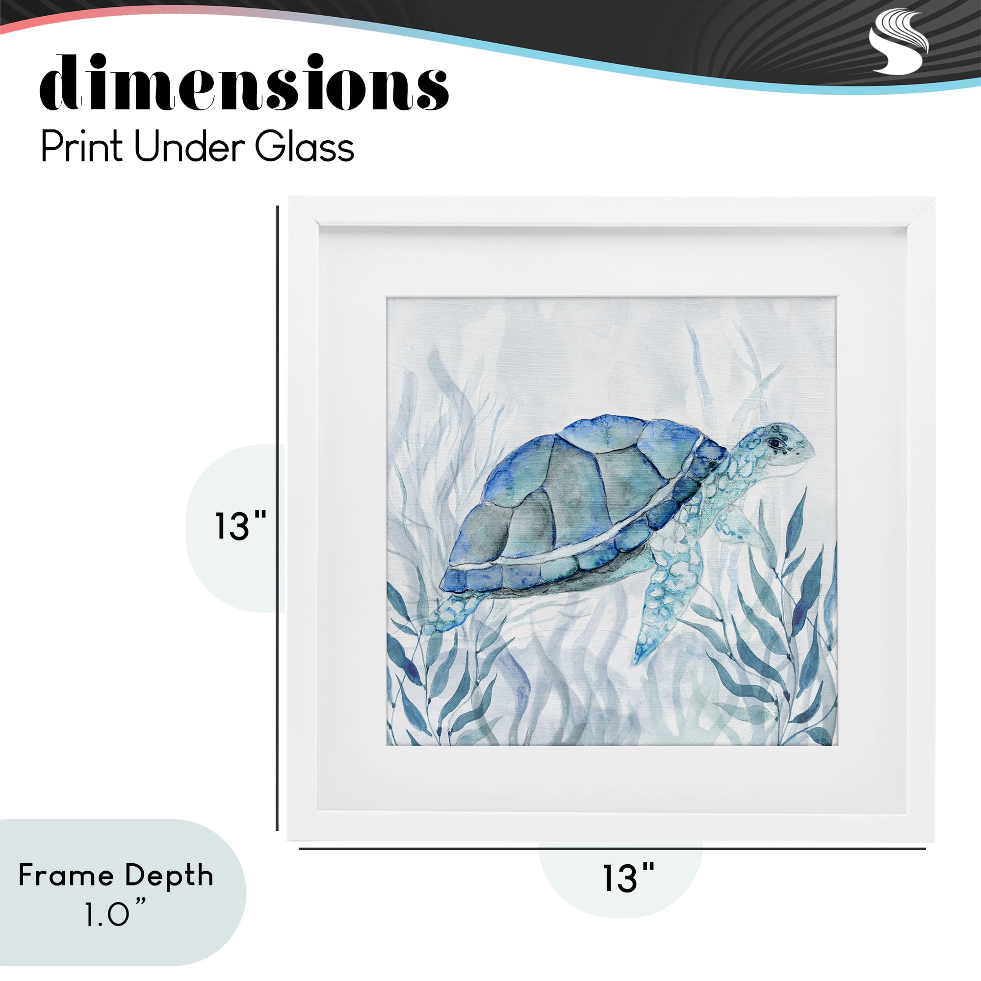 Stupell Industries Smiling Turtle Gaze White Framed Print Under Glass, design by Janet Tava