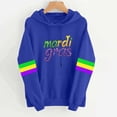 thumbnail image 2 of QSAWXQZ Women's Carnival Hoodie Drawstring Color Block Long Sleeve Letter Graphic Pullover Top with Pocket Blue M, 2 of 4