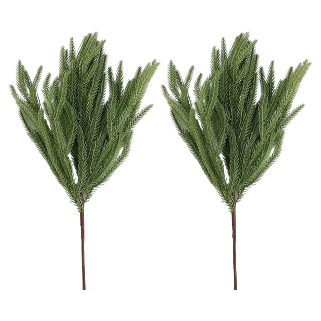2Pc Christmas Decorative Artificial Norfolk Pines Needles Branches Plastic Material Festive Greenery