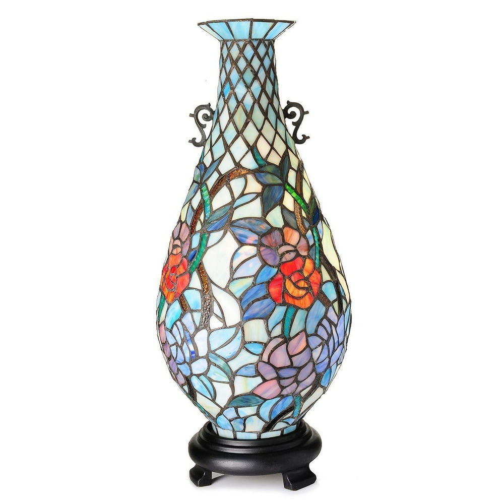 TiffanyStyle Twinkle Stained Glass Vase Accent Lamp