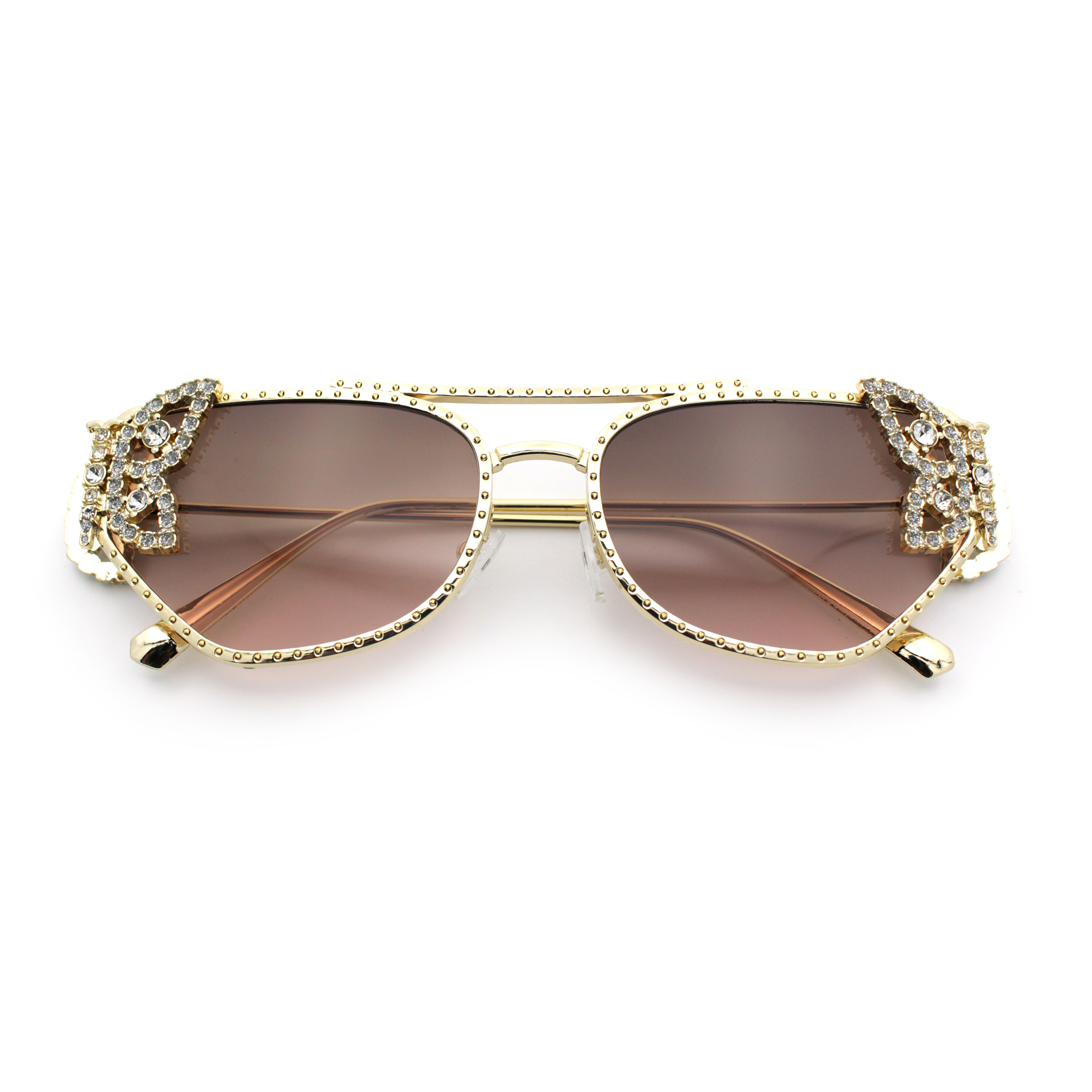 Juicy Couture Adult Women Teal-Rose Gold-Tone Round Cat Eye 