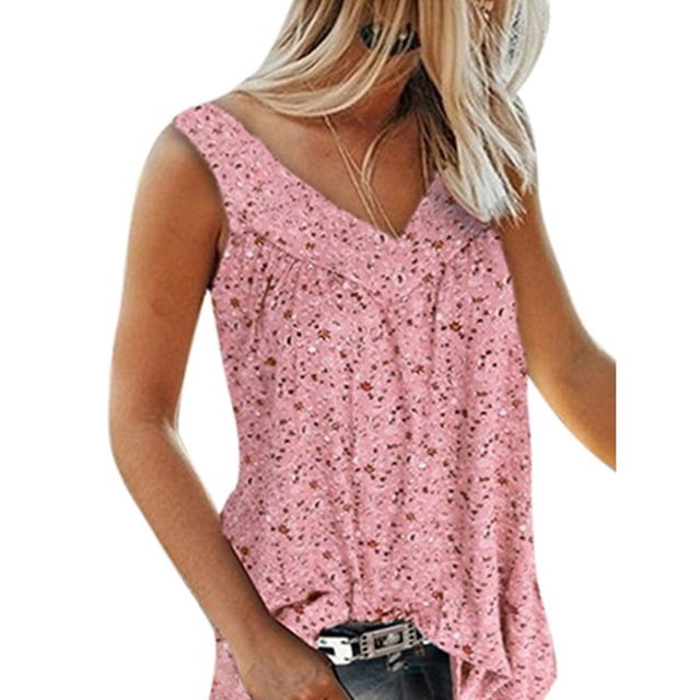 Minnieouse Tanktop Sin Mangas Estampado Camiseta Sin Mangas Cuello Cuello Mujer Verano Mujer Chaleco Verano Prendas para la parte del cuerpo rosado 5XL