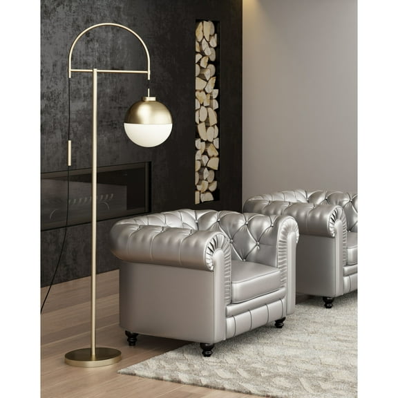 Waterloo Floor Lamp White & Bronze Floor Lamp, Modern Style, Works with dimmer (Dimmer Not Included), Steel, Lighting Floor Lamps