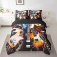 thumbnail image 2 of Ensemble de Literie Guitare 7 Pcs Lit en Sac Simple, Ensemble de Literie Instruments de Musique Vintage Moderne Hip Hop Notes de Musique avec Couette, Ensemble de Lit Rock Hippie, 2 of 5