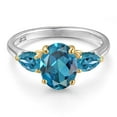 thumbnail image 3 of Gem Stone King 925 Silver and 10K Yellow Gold London Blue Topaz Engagement Ring for Women | 3.05 Cttw | Oval 9X7MM | Gemstone November Birthstone | Size 8, 3 of 6