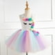 thumbnail image 4 of Vestido tutú de unicornio para niñas con diadema, traje de cumpleaños para bebés y niños, disfraz de fiesta de princesa, conjunto de ropa de cosplay de dibujos animados de Halloween (8-9Y), 4 of 4