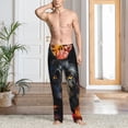 thumbnail image 4 of JUNZAN Men's Pajama Pants Colorful Floral Black Dog Sleepwear Pants PJ Bottoms Drawstring and Pockets, 4 of 5