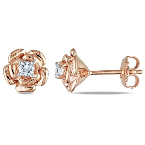 Everly Women's Created Sapphire Rose Gold Plated Earrings