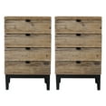 thumbnail image 3 of 17.7"W Rustic Reclaimed Solid Wood Nightstand with 4 Drawers, Farmhouse End Tables Bedside Table Almost Fully Assembled, Set of 2, 3 of 9