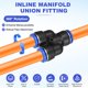 thumbnail image 2 of Uxcell 5-Pack Inline Manifold Union Fitting, Y Splitter 16mm(5/8") OD Plastic Pneumatic Push to Connect Tube Fittings, 2 of 6