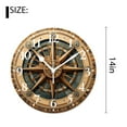thumbnail image 2 of 14 Inch Wall Clock Battery Operated Silent Clock Decorative for Office, Kitchen, Outdoor, Living Room，Navy Nautical Ship Wheel Pattern on Wooden Background Pattern, 2 of 4