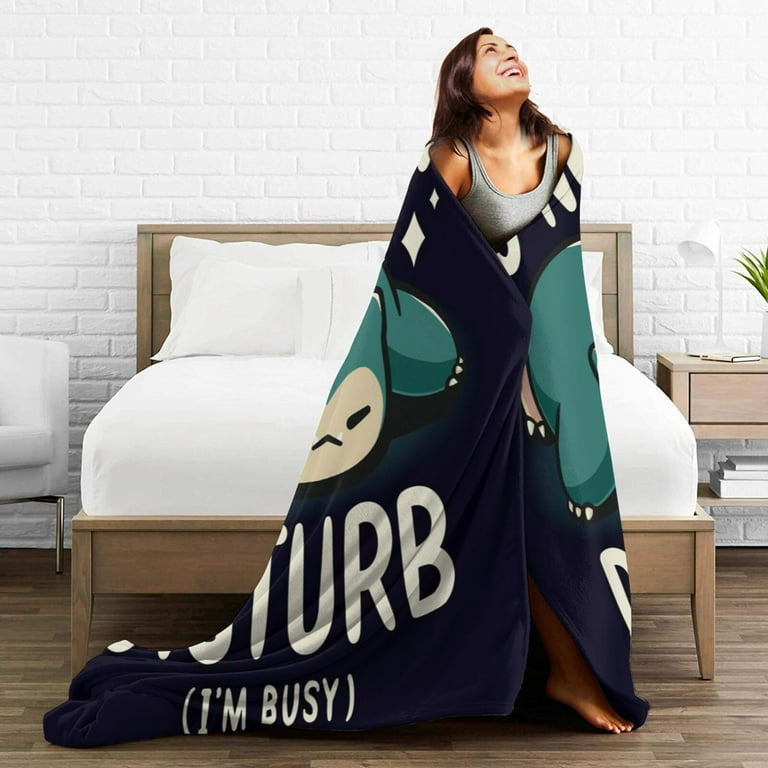 Snorlax Cartoon Throw Blanket, Super Soft Cozy Flannel Fleece