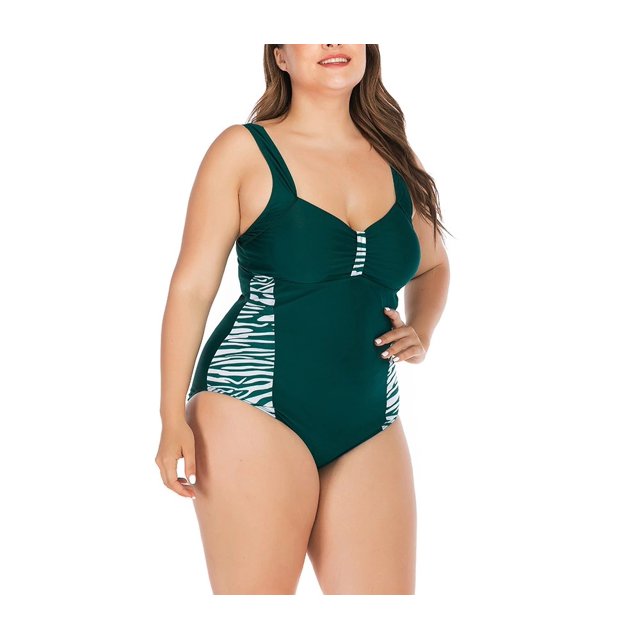 Tummy Control Swimwear Halter One Piece Swimsuit Bathing Suits for Women Plus Size Bikini GREEN XL