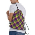 thumbnail image 3 of Kdxio Mardi Gras Plaid Print Drawstring Backpack Bag,Waterproof Draw String Back Sack, Gym Drawstring Bags Swim Bag For Unisex, 3 of 9