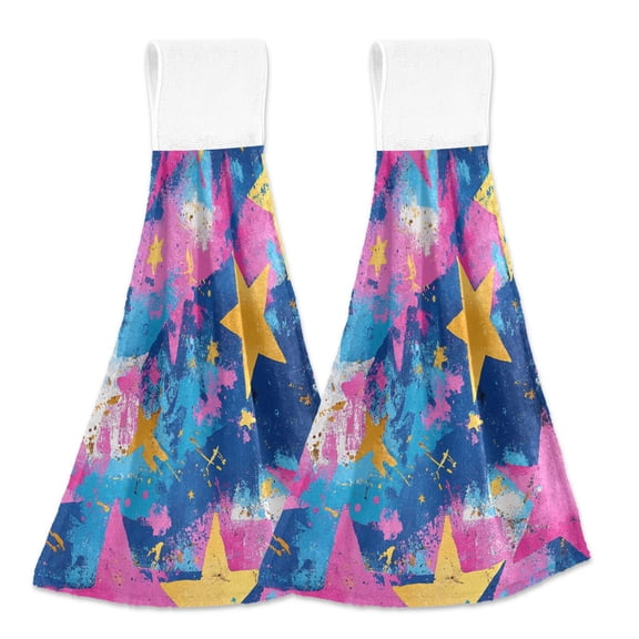 BZSMCE Hanging Hand Towels Fashion Cosmic Blast Pattern 2-Pack - Velcro Style Bathroom Kitchen Towels
